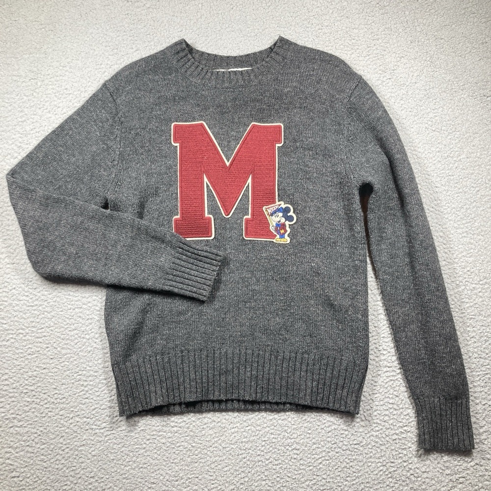 VTG Mickey State Sweater Adult Small Gray Varsity Letter M Wool Blend Pullover